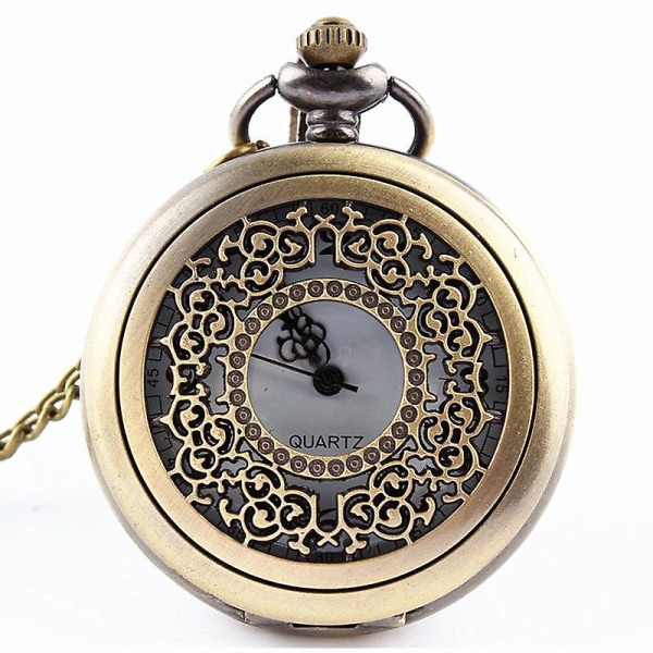 Udhullet Retro Urværk Mænds Mode Halsk Ornament Kvarts Ur Lommeur Flip Stor Lommeur Gold