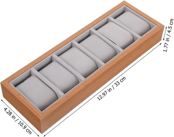 Träklocka Displayplatta Spår Vitrin Organizer Smyckesbricka för Klockor Armbandshållare Displayfodral