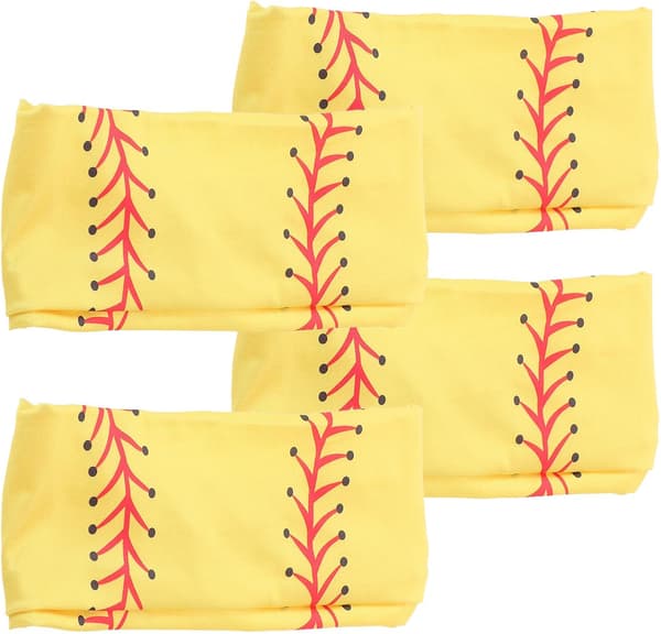 4-pack gula sportpannband för softball – elastiska svettabsorberande bomullshårband