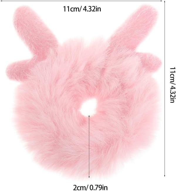 Faux Fur Pompom Hårbånd Fluffy Scrunchie Hårtilbehør til Kvinder og Piger Blød Elastisk Sød Pink Gevir Design Vinter