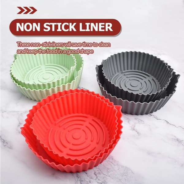 2 stk silikonforing rund gjenbrukbar non-stick bakematte av høy kvalitet silikonmateriale