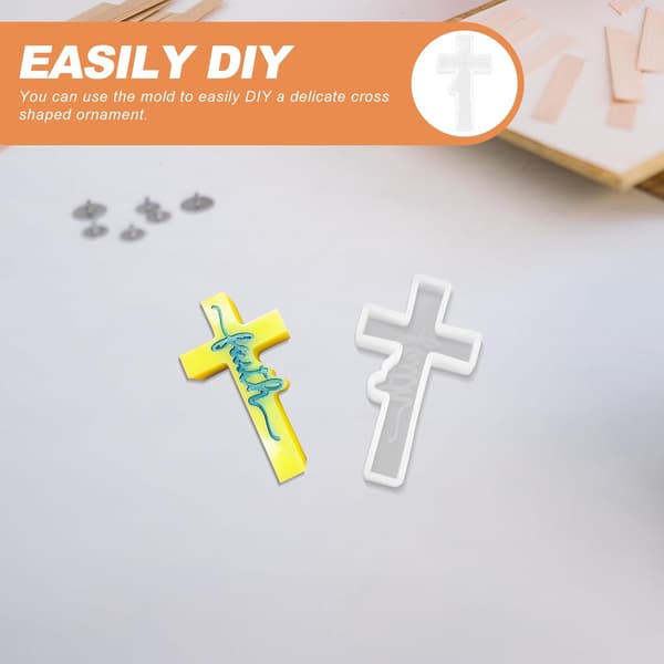 DIY Silikon Korsform for Håndverk, Hvit Korsformet Epoxy Støpeform