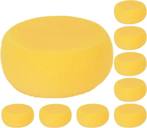 Gule keramikk-svamper med forbedret vannabsorpsjon, 9 stk. runde absorberende svamper