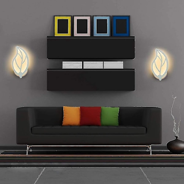 Bladformad LED-vägglampa - Modern design i metall och akryl - Sovrum, Hall, Vardagsrum (1 stycke, varmvit ljus)