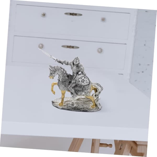 Middelalderlig ridderfigur i harpiksstatue for skrivebordsdekorasjon, kontor og hjemmedekorasjon