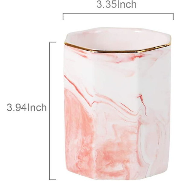 Keramisk Penneholder Stativ Marmor Mønster Blyantkop Pot Skrivebordsarrangør (pink)