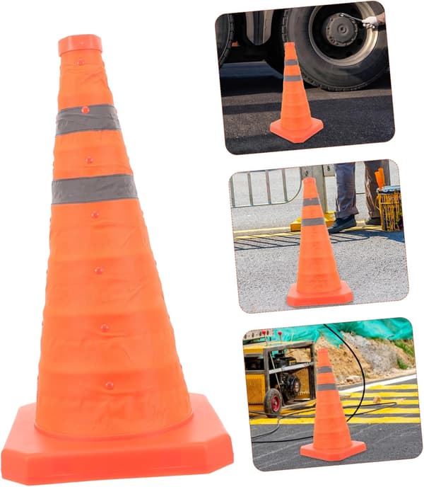 Justerbar infällbar orange trafikkon 45 cm utan ljus Multifunktionell säkerhetskon