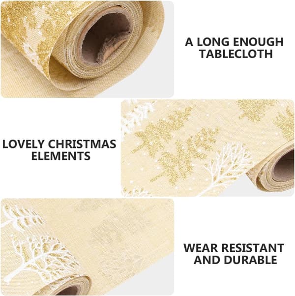 Snefnugtrykt dug til julepynt til spisebordsdækning juledug elegant design løberstil