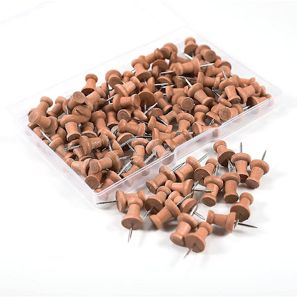 100 Træ-Push Pins Kortnåle Markeringspinde Kort Push Pins Med Stålspids Til Kork Opslagstavle Håndværksprojekter