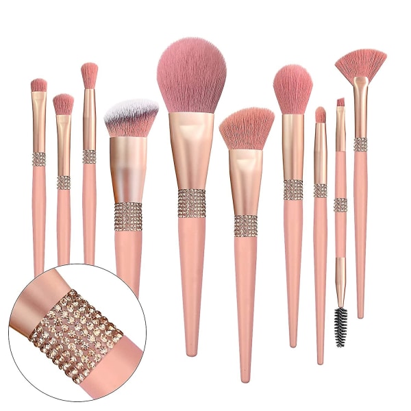 Glitter Makeup Brushes Sett -10 Stk Kosmetiske børster Sett