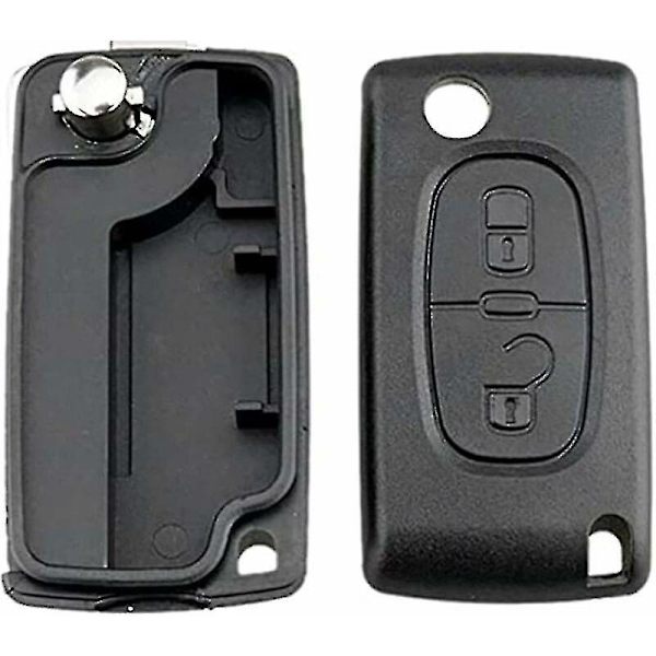 Knappsällsfodral Kompatibelt Ce0523 Vikbart Flippnyckel För Peugeot 207 307 308 407 408 3008 5008 Citroen C2 C3 C4 C5 C6 C8 (2 Knappar, Ce0523) (shikai)-