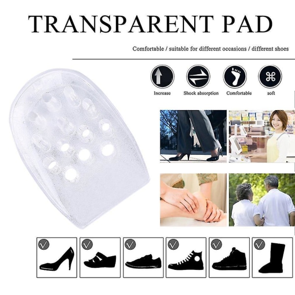 Taller Insole Silicone Gel Inserts Lift Shoe Height Pads