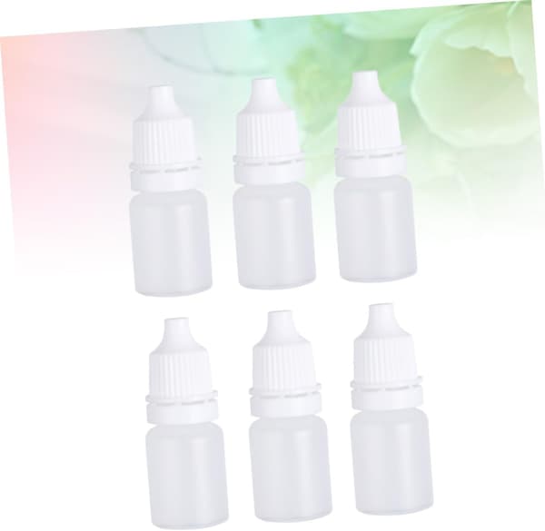 Klembare dråpeflasker 6 stk 5 ml hvite plastbeholdere for øyedråper og væskelagring