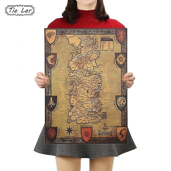 Tie Ler Retro-kartta Kraft-paperi Poster Seinätarra Kahvila Sisustus