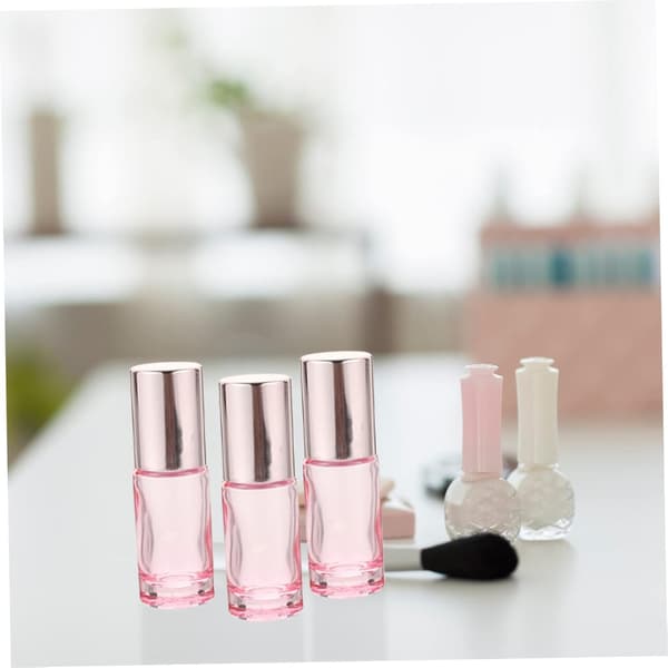 Glasrullflaskor för eteriska oljor och parfym 6 st 5 ml rosa påfyllningsbara reserullflaskor