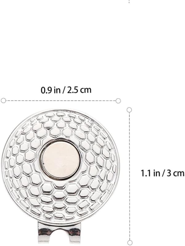 2 delar golfbollsmarkörer silver 25 mm zinklegering hattklämmor, bärbara golftillbehör