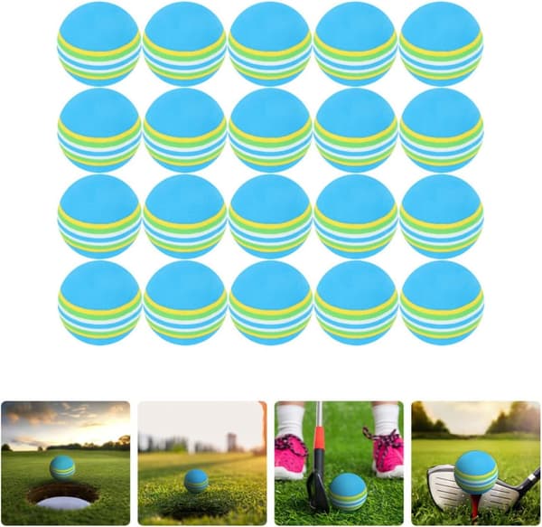 20 stk. 42 mm blå EVA golf træningsbolde elastiske indendørs trænings regnbuebolde til golftræning og spil