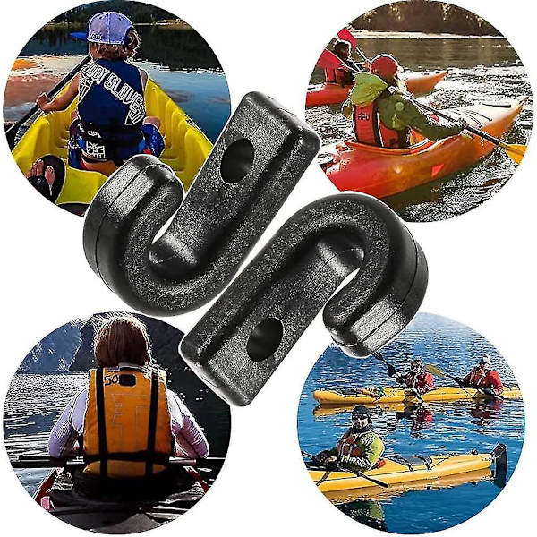 50 st Kayak J-krokar Svart Nylon Bungee-snöre Fästkrok