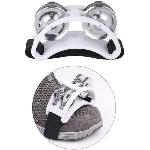 Foot Tambourine Perkusjon 2 sett Metall Jingle Bell