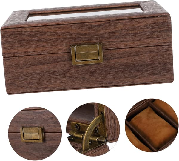 Klockförvaringslåda Retro PU-läderfack Organizer för män Displayfodral Klockförpackningsfodral