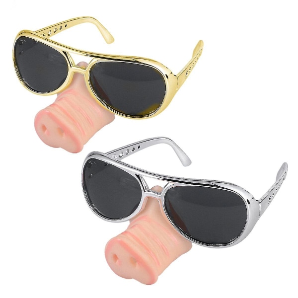 2stk Grisenæsebriller Fest Dekorative briller Sjove Cosplay-briller Rekvisitter til Halloween Carnival Sølv Pink