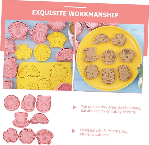 8st Lövformade Kakformar Bakform Rosa Pp St Patrick's Day Bakaccessoar