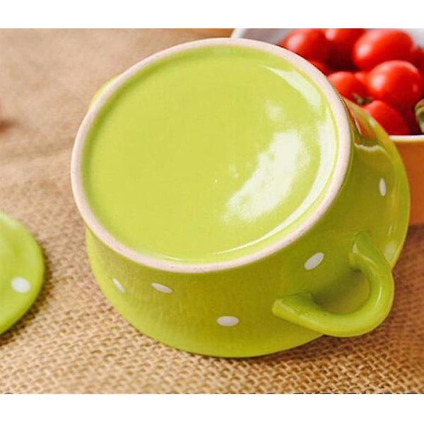 Dots Koreanska Mini Keramiska Gryta Stockpot Lock Spoon Skålar
