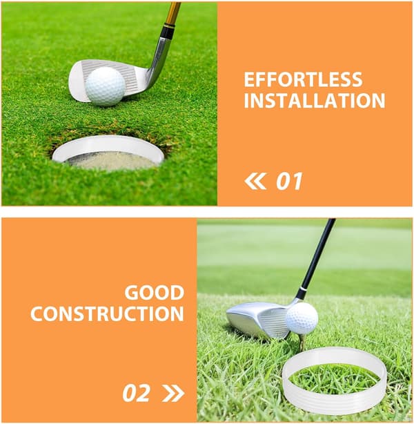 8st vita golfhålkoppringar i plast Putting Green Cup Protector Rings