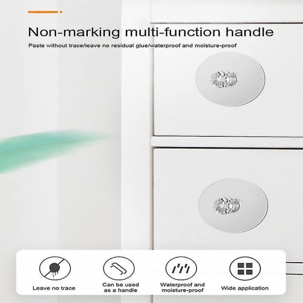 Självhäftande knoppar Akryl runda dörrknoppar Drahandtag för skåp Garderob Lådskåp (transparent 4st