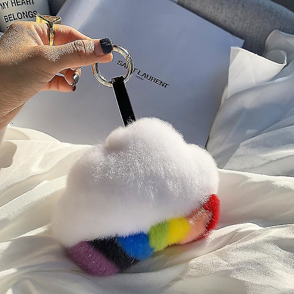 Pehmeät Pompom-Avaimenperät Sateenkaaripilvi-Riippuva Plush-Avaimenperä
