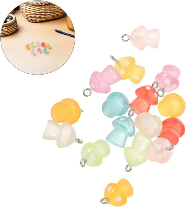 32 stk DIY Mini Glødende Sopp Anheng Charms Sopp Smykker Charms