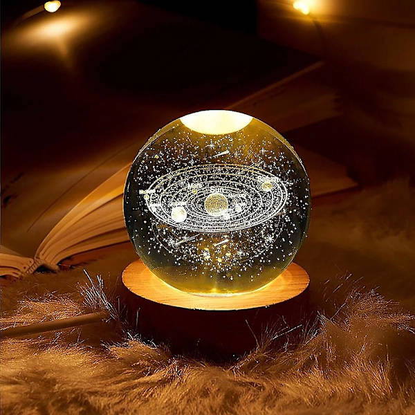 Glødende Planetarisk Galaxy Krystal Kugle Natlys USB Sengelampe