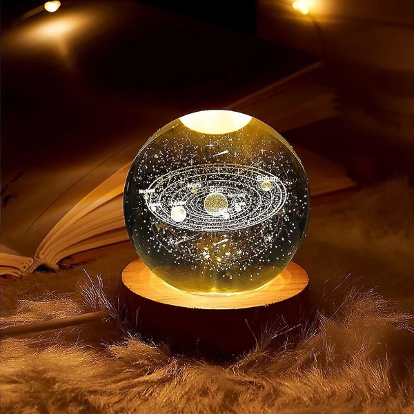 Glødende Planetary Galaxy Crystal Ball Night Lights USB-seng