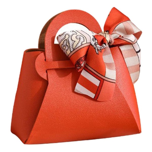 Party Chocolate Candy -lahjapussi, hääkarkkirasia, nahkainen tyhjä laatikko lahjarasiapakkaus Luova häälahja hääpussi Kädessä pidettävä all-in-one laukku (oranssi