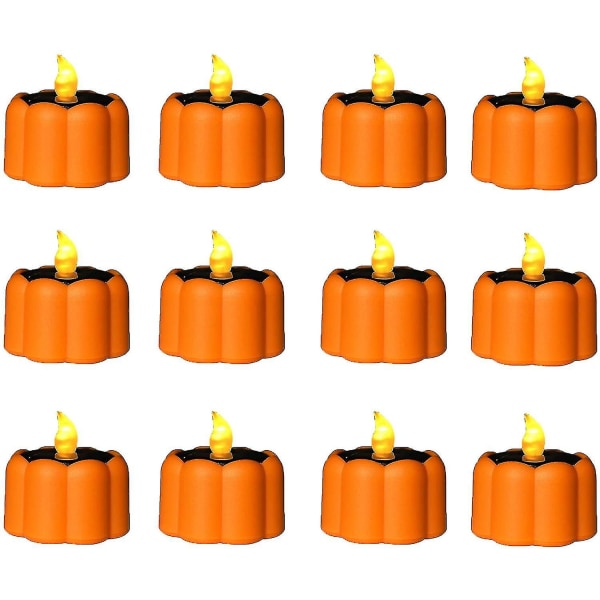 Halloween Led Pumpkin Lights Kynttilät - Vedenpitävät Ladattavat liekettömät Led Vilkkuvat Tealights Kynttilät valoanturilla Lyhty-ikkunaan ulkokäyttöön