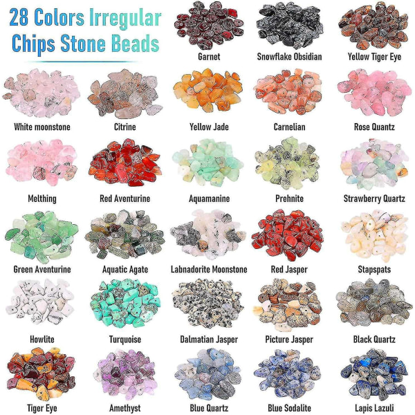 1400 kpl Kristallikorujen valmistussarja 28 väriä jalokivihelmiä