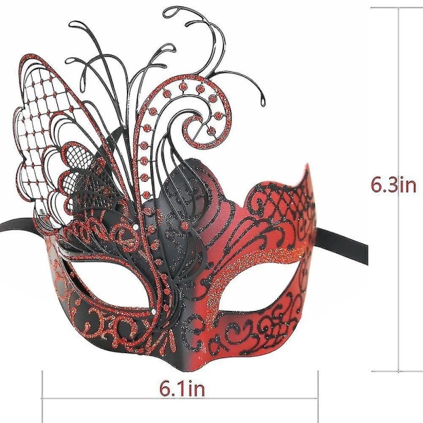 Sommerfugl Rhinestone Metal Venetiansk Lady Mask Maskerade/karneval Fest/sexet (1 stk) Rød