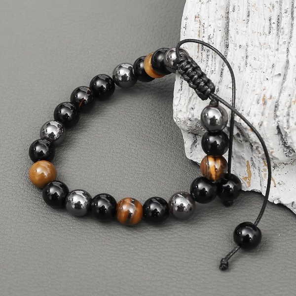 Naturlige Tigerøye Perler Armbånd Håndlaget Tibetansk Buddhistisk Justerbar Stretch Style 1