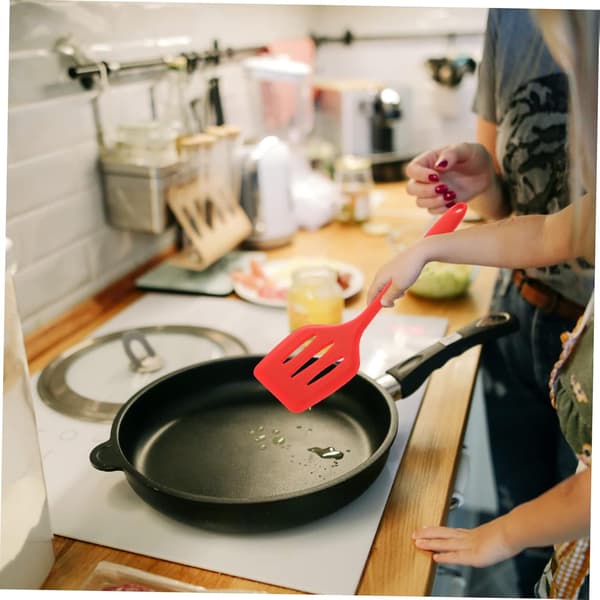 Multifunktionell Portabel Stekspade Silikon Spatelset med Slitsar för Matlagning