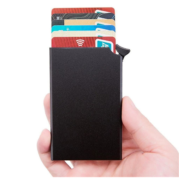 Pop-up Kreditkort Etui - Rfid Nfc Beskyttelse - Aluminium Legering Tegnebog - Holder Op
