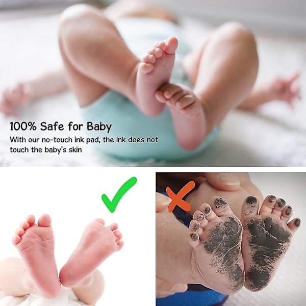 Baby Foot And Handprint Kit Muste Poika Tyttö Kosketukseton Mustetyyny Jäljenjättösetti Vastasyntyneelle Vauvalle, Koiran Ja Kissankäpälät, Musta