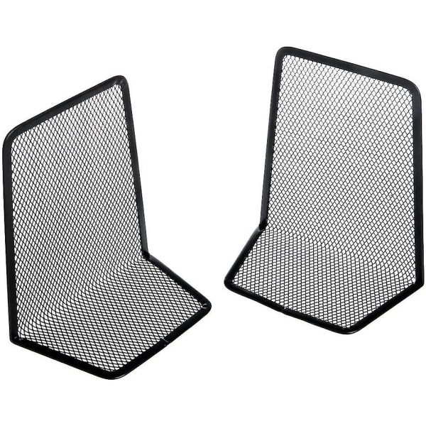 Metal L-formet Mesh Skrivebordsarrangør Bogstøtter Til Hylder Sort Bog Holder Bog