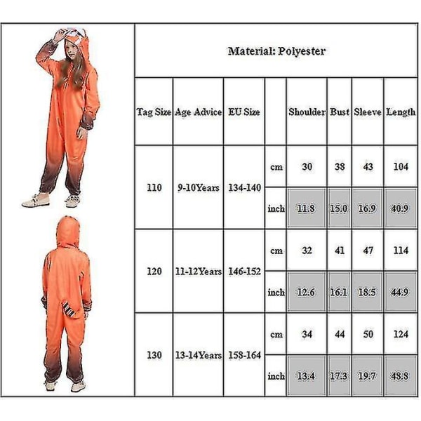 Jumpsuit-kostyme for barn i alderen 9-14 år, Turn Red 9-10 Years