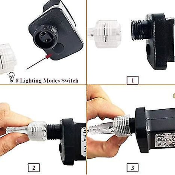 Stikkontakt LED-lyslenke 100 lys 10 meter 8 moduser Dimbar