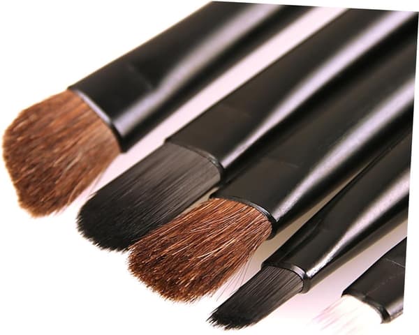 5 st bärbara ögonmakeupborstar i hästhår med förvaringsfodral