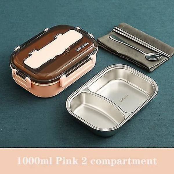304 Rostfritt Stål Lunchbox Läcksäker Bento Rosa