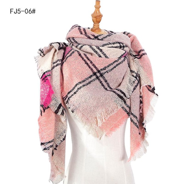 Mode Dame Sjal og Halsklæde Vinter Dame Halsklæder Tæppe Halsklæde til Kvinder Tartan Halsklæde Pink