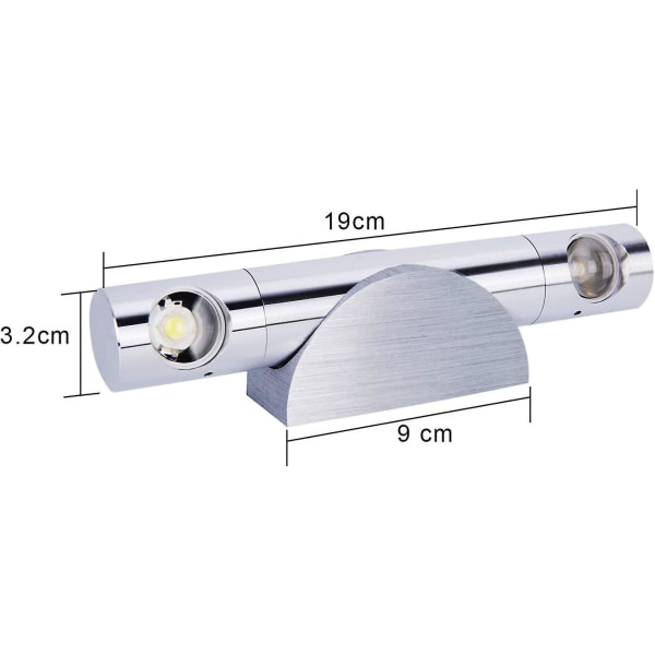 Innendørs Vegglampe 2 Led 6w Moderne Opp Ned 360 Grader Roterbar Aluminium Veggbelysning Justerbar Lys For Soverom Stue Kontortrapp Cool W