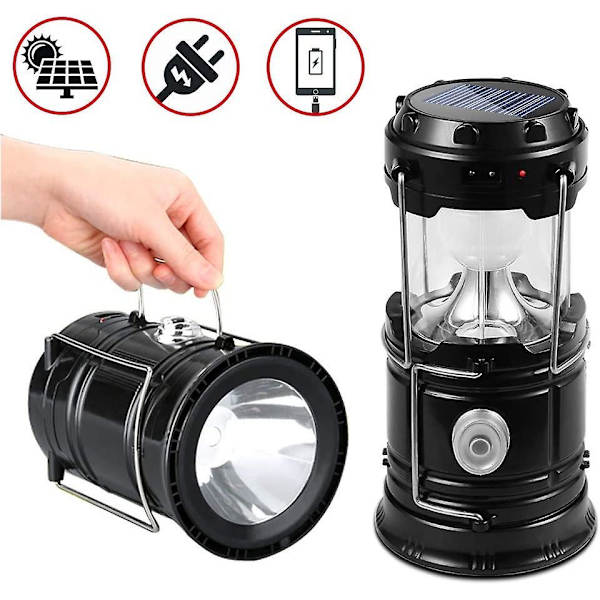 Ladesbar Bærbar Solcellelampe Campinglys Campinglanterne Ladesbar Pære Av Port Vanntett Teleskopisk Lampe