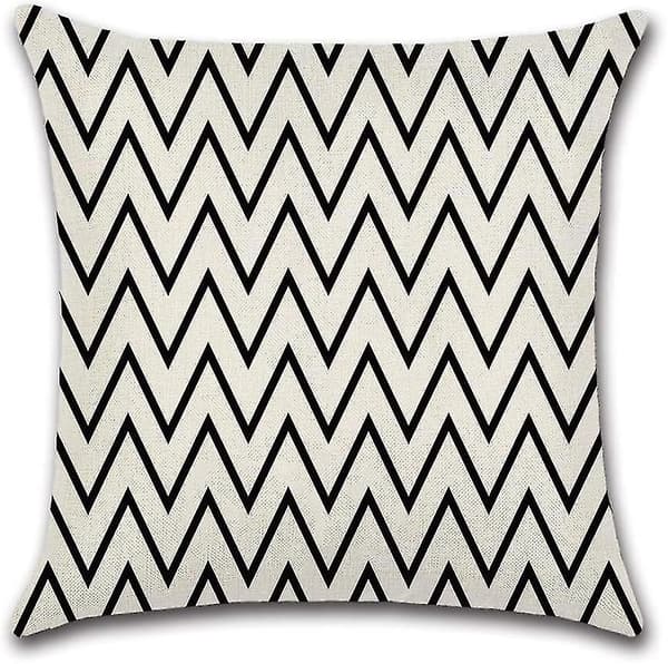 Svarta och vita geometriska kuddfodral 45 x 45 cm, 4-pack, bomullslinne, present